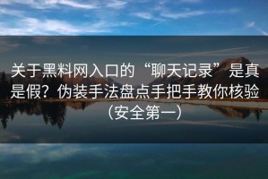 关于黑料网入口的“聊天记录”是真是假？伪装手法盘点手把手教你核验（安全第一）
