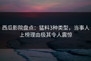 西瓜影院盘点：猛料3种类型，当事人上榜理由极其令人震惊