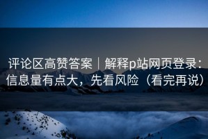 评论区高赞答案｜解释p站网页登录：信息量有点大，先看风险（看完再说）