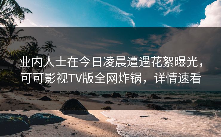 业内人士在今日凌晨遭遇花絮曝光,可可影视TV版全网炸锅,详情速看 业内人士在今日凌晨遭遇花絮曝光,可可影视TV版全网炸锅,详情速看